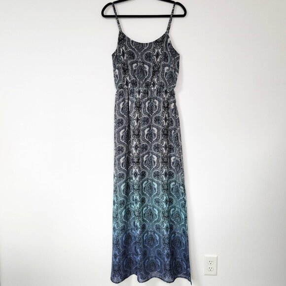 Maurice's Blue & Black Paisley Gradient Ombre Boho Maxi Dress - Picture 2 of 12